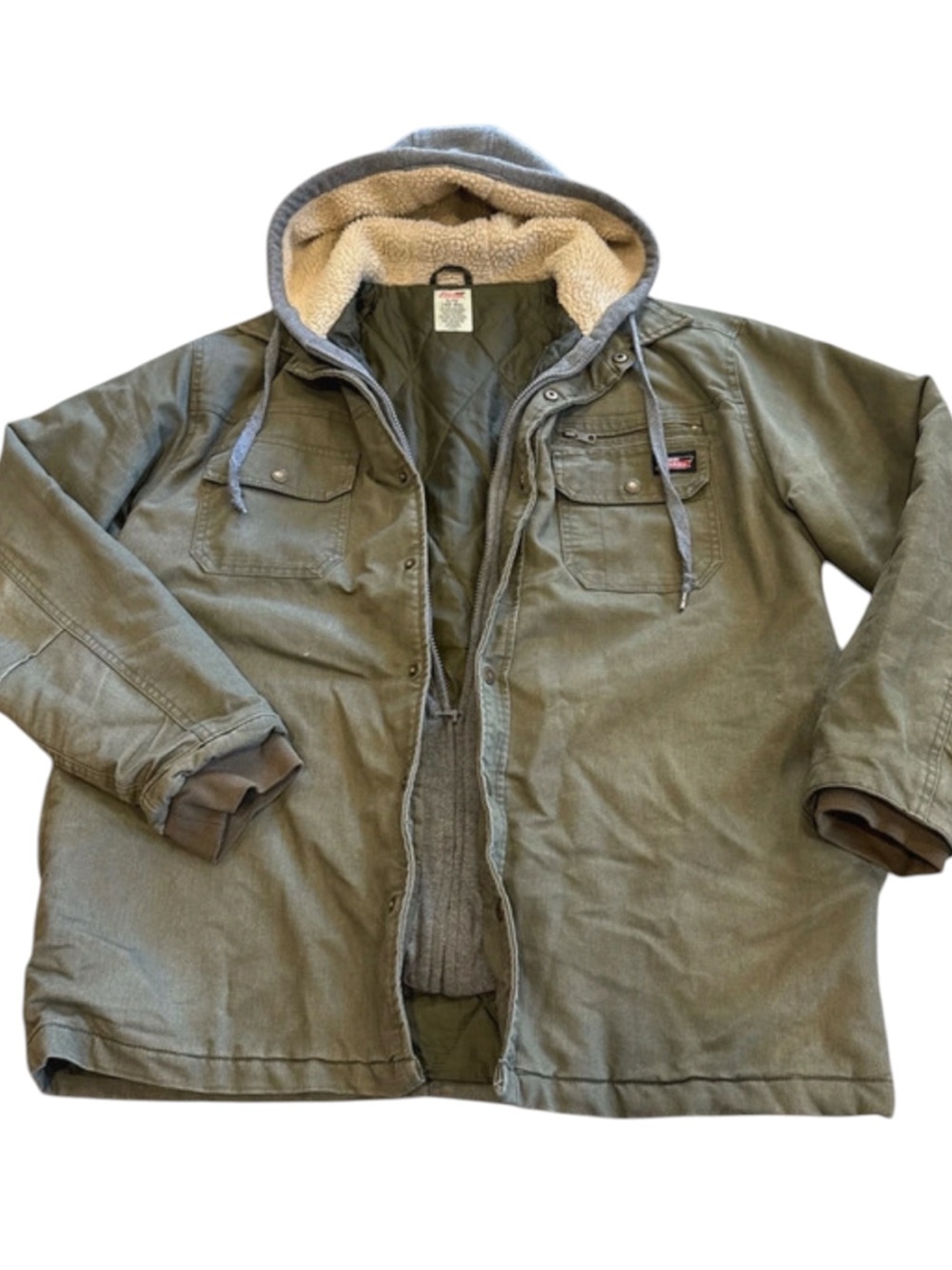 Dickies Olive Hooded Field Jacket with Sherpa Lining